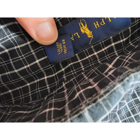Ralph Lauren Plaid Black & White Long Sleeve Button Shirt - XL - Picture 7 of 8